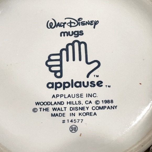 Vintage 1988 Disney Lady & The Tramp Coffee Tea Mug Ceramic Applause Korea - Picture 7 of 10